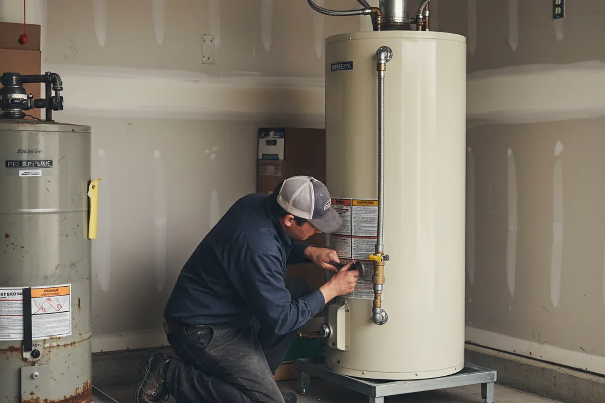 Water heater and shutoff valve replacement in Towson