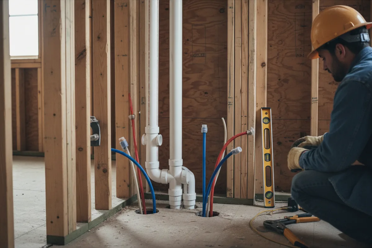 Drain and supply rough-in during Leak Detection in Towson